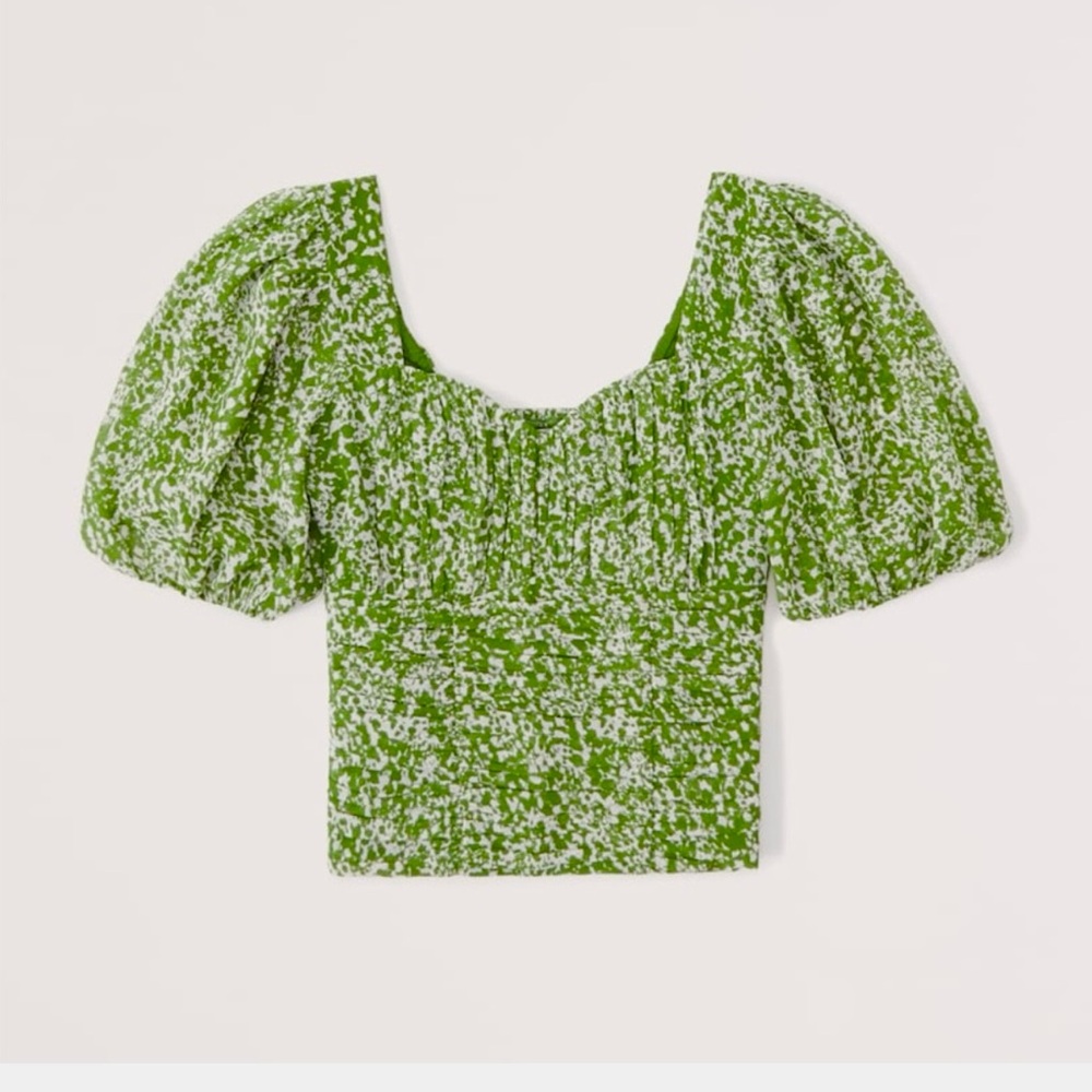 Abercrombie Ruched Puff Sleeve Sweetheart Top